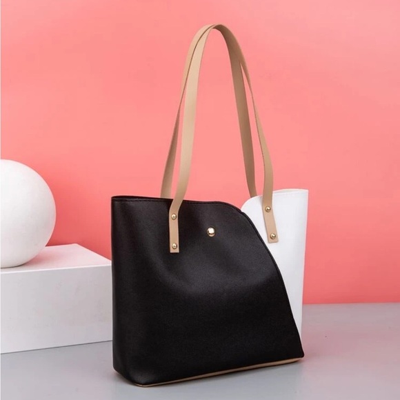 Handbags - ⚠️Clearance White And Black Colorblock Shoulder Tote Bag